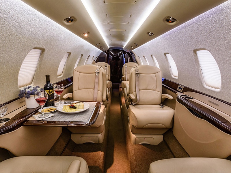 Citation Sovereign charter private jet cabin interior photo 1 of 3