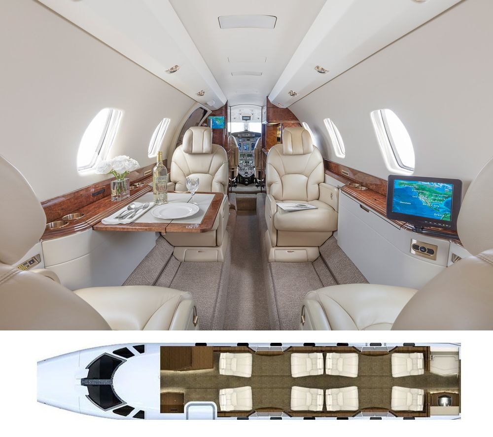 Citation X charter private jet cabin interior thumbnail 3