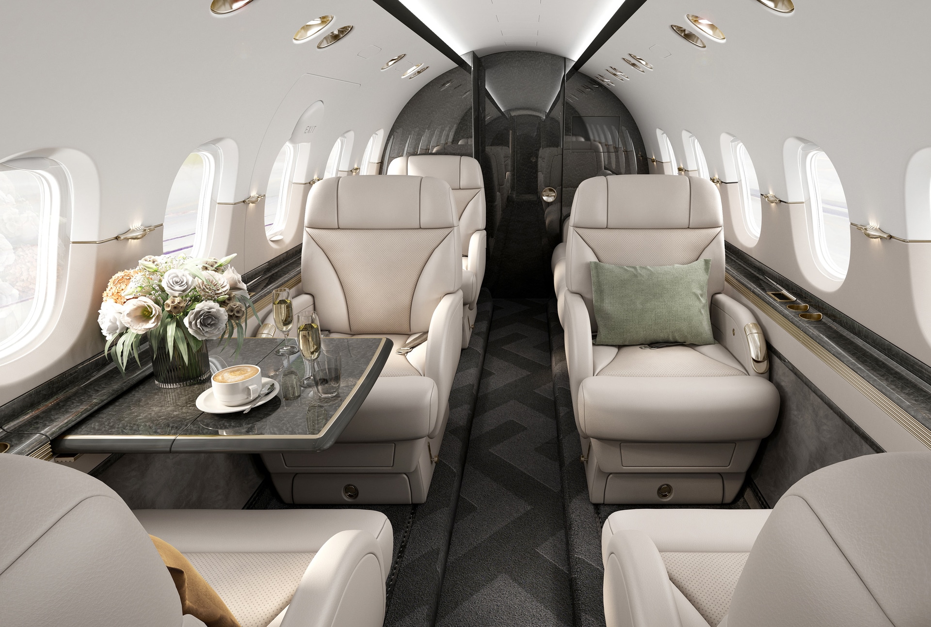 Hawker 800XP charter private jet cabin interior thumbnail 3