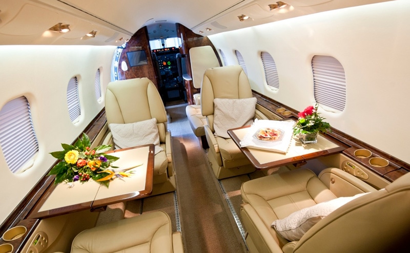 Learjet 60 charter private jet cabin interior thumbnail 4